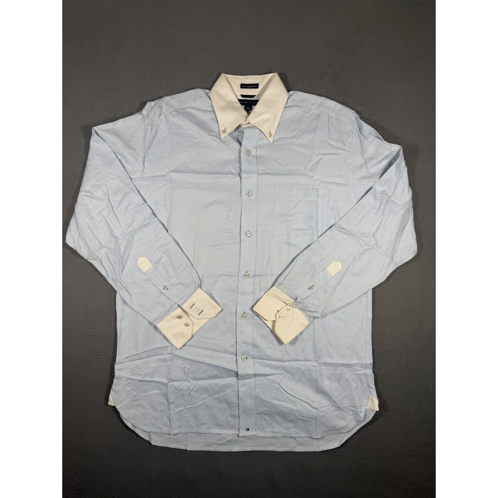Vintage Tommy Hilfiger Contrast Banker Shirt Blue Cream Size M Y2K 2004